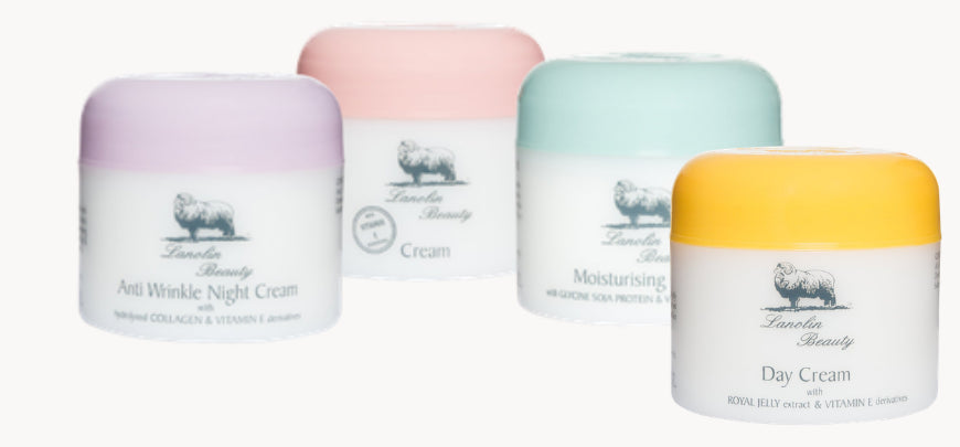Four Lanolin Beauty moisturizing creams